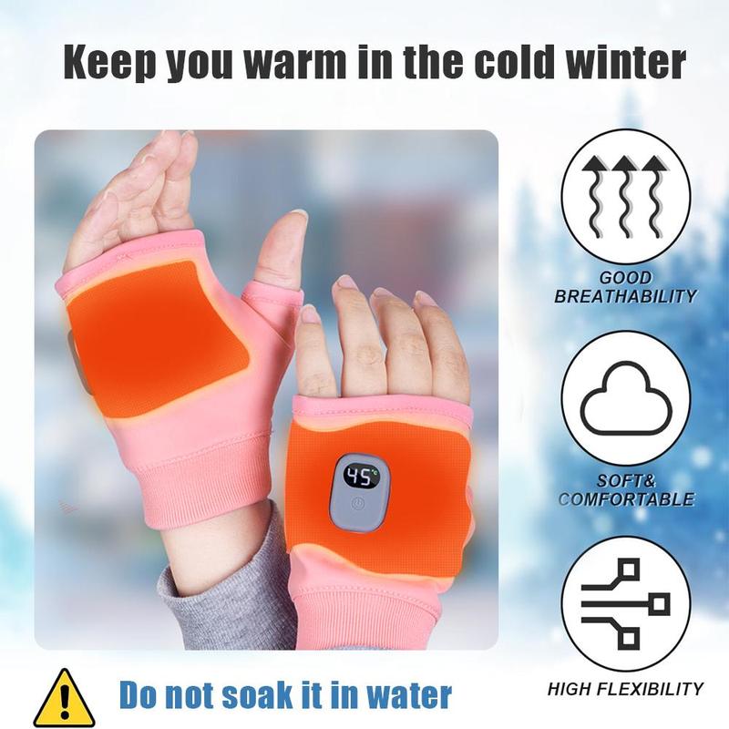 Portable Rechargeable Heated Gloves, Adjustable Temperature Hand Warmer, Windproof Gloves for Office, Outdoor Hiking, Cycling