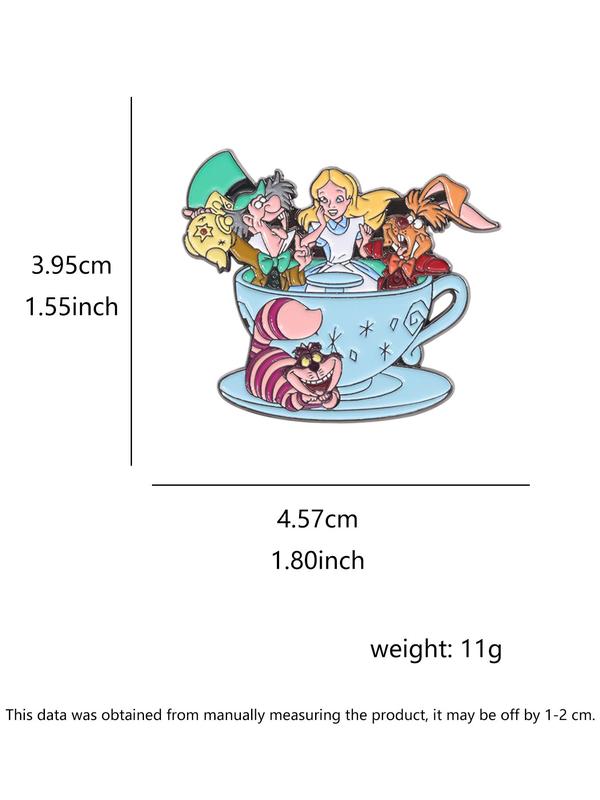 Cartoon Animal & Tea Cup Design Brooch, Cute Pin for Clothes & Hat & Backpack Decor, Trendy All-match & Exquisite Accessories for Birthday Gift