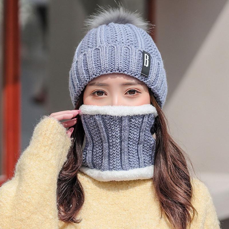 2pcs Winter Beanie Hat Scarf Set, Warm Knitting Skull Cap and Thicken Scarf For Women winter hat