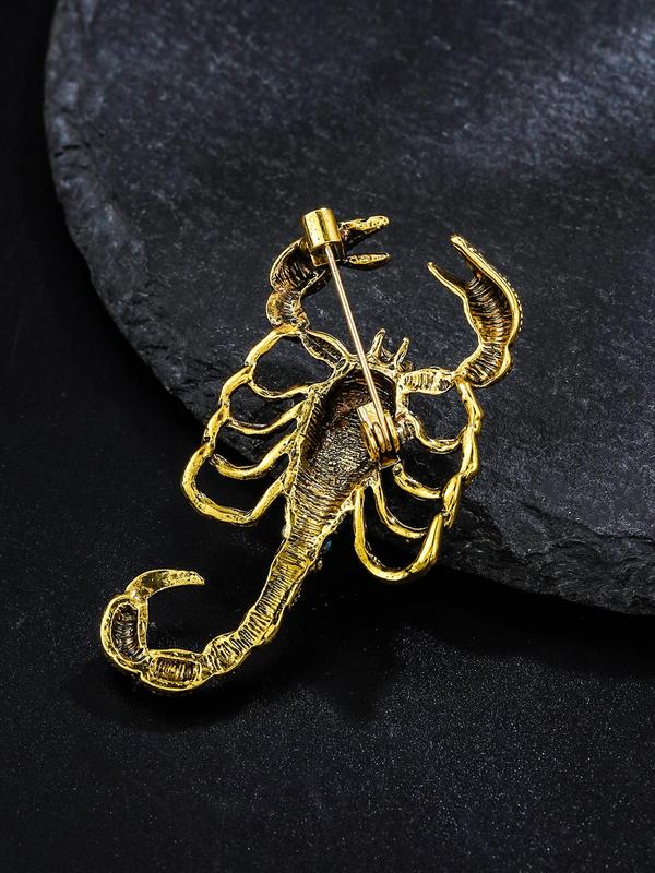 Fashion Rhinestone Decorated Scorpion Brooch Pin, Punk Rock Style Suit Accessories for Men & Women, Zinc Alloy Jewelry