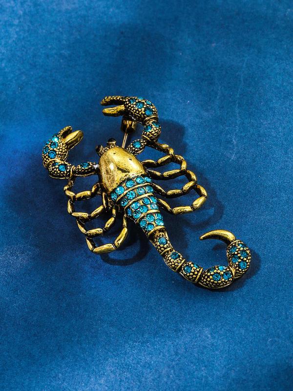 Fashion Rhinestone Decorated Scorpion Brooch Pin, Punk Rock Style Suit Accessories for Men & Women, Zinc Alloy Jewelry