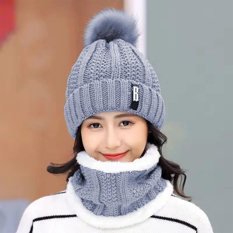 2pcs Winter Beanie Hat Scarf Set, Warm Knitting Skull Cap and Thicken Scarf For Women winter hat