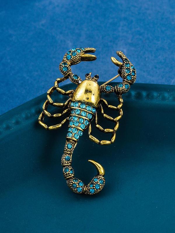 Fashion Rhinestone Decorated Scorpion Brooch Pin, Punk Rock Style Suit Accessories for Men & Women, Zinc Alloy Jewelry