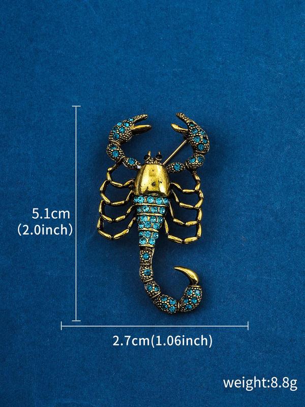 Fashion Rhinestone Decorated Scorpion Brooch Pin, Punk Rock Style Suit Accessories for Men & Women, Zinc Alloy Jewelry