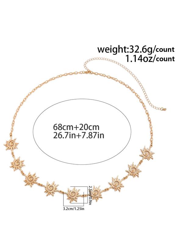 Women's Elegant Sun Design Waist Chain, Retro Waist Chain for Party, Daily Clothing Decor, Trendy All-match & Exquisite Vintage Body Jewelry for Birthday Gift