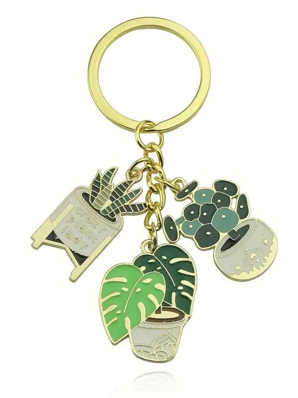 Letter Pattern Cute Succulent Plants Design Keychain, Funny Key Chain for Men & Women, Key Holder for Car Keys, Bag