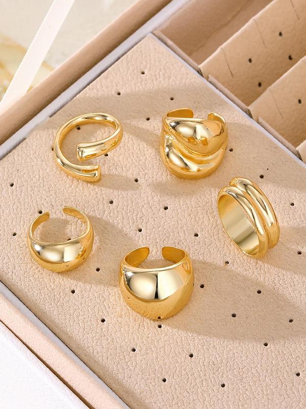 Minimalist Geometric Ring Set, Fashion Accessories for Women & Men, Trendy All-match & Exquisite Jewelry for Birthday Gift