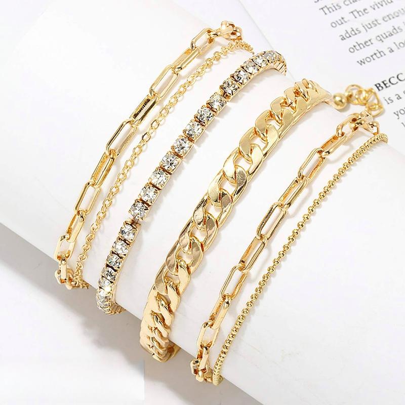 4-6PCS Ankle Bracelets Set for Women  Boho Beach Anklet Chain Adjustable Foot  for Women Extremely Simple Style