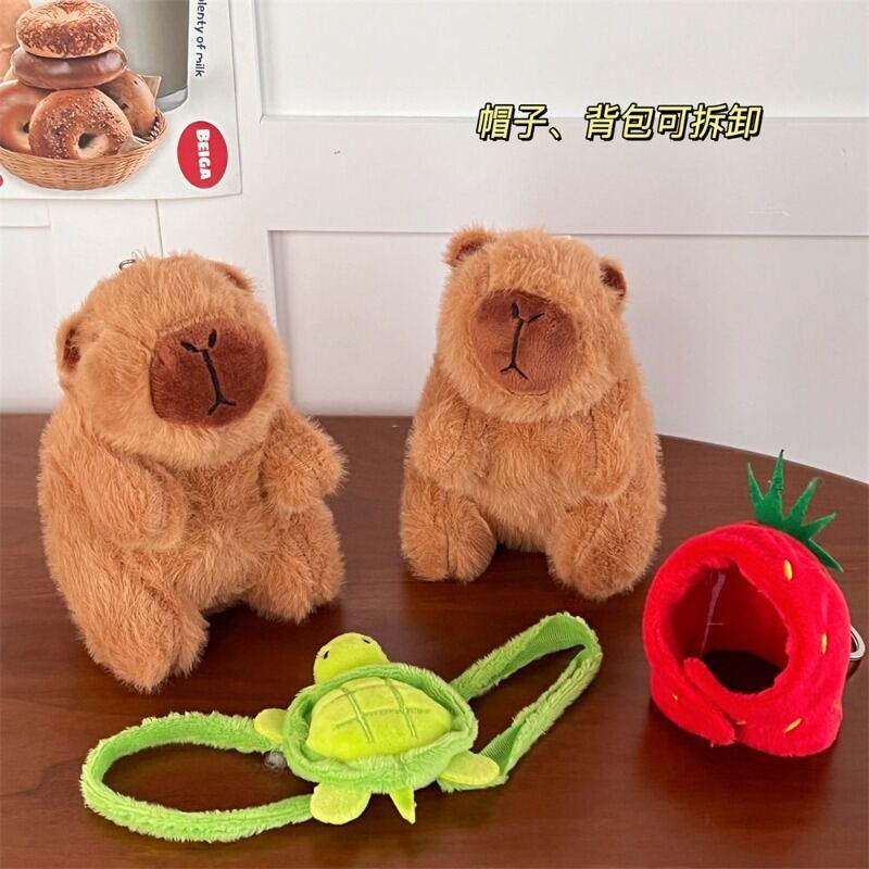 Cute Cartoon Capybara Pendant Plush Toy Doll Bag Hanging Ornaments Cute Kapila Keychain Doll Desktop Doll Ornaments Car Pendant