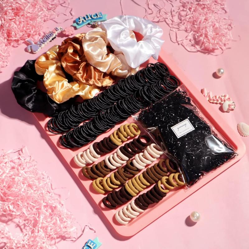 Colour Hair Accessories, Hair Ties, Scrunchies, Ponytail Holders, Traceless Ropes Set for , Women,  &  (2155 Pieces, Brown, Elastic Hair Ties)