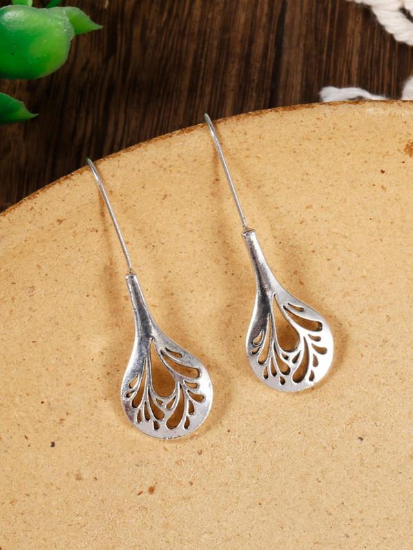 Hollow Out Water Drop Design Earrings, Boho Style Jewelry for Women, Vintage Earrings for Gift