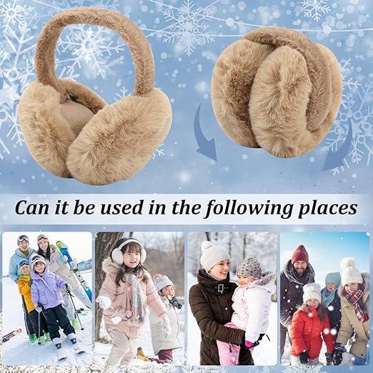 Solid Color Plush Earmuffs, Soft Ear Warmer, Foldable Ear Muffs, Comfortable Coldproof Earmuffs for Winter indoor & Outdoor