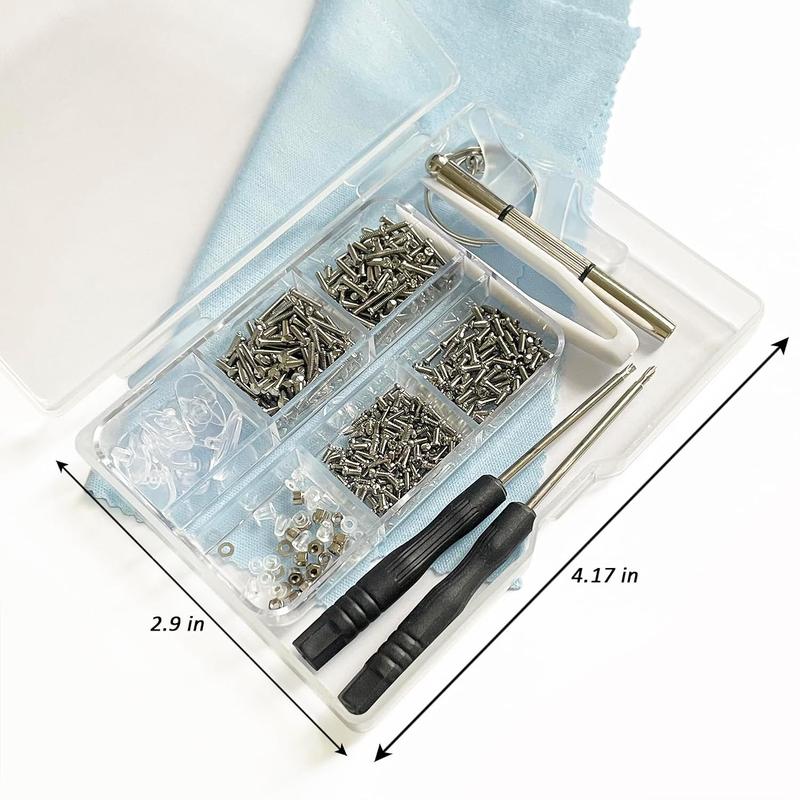 Eyeglass Repair Kit with Screws, 15 Types Screws for Eyeglasses - Frame Screws, Hinge Screws, Nose Pads Screws -  Eye Glasses Repairing Kit Tool