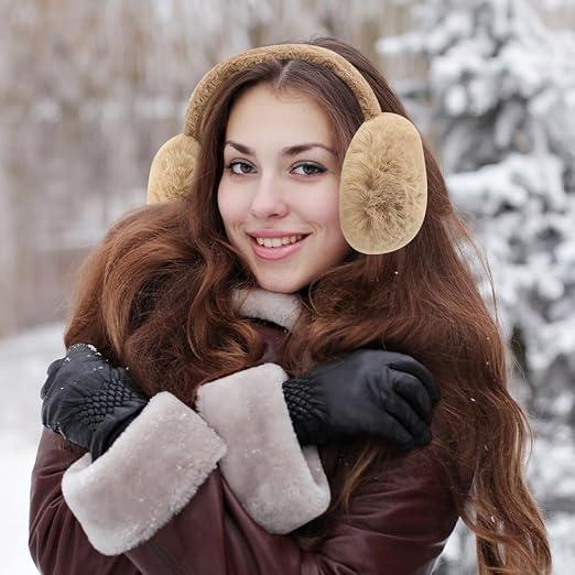 Solid Color Plush Earmuffs, Soft Ear Warmer, Foldable Ear Muffs, Comfortable Coldproof Earmuffs for Winter indoor & Outdoor