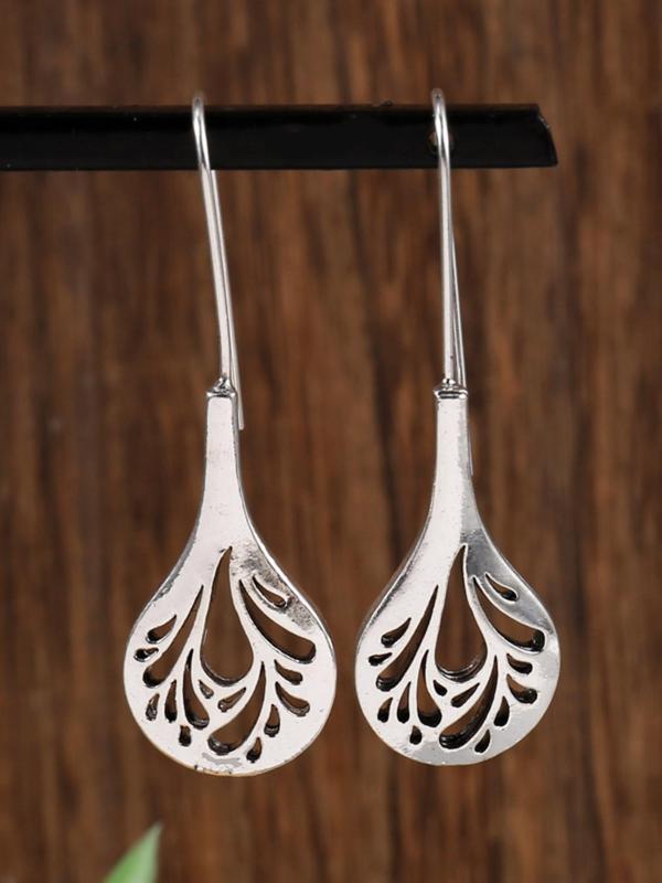 Hollow Out Water Drop Design Earrings, Boho Style Jewelry for Women, Vintage Earrings for Gift