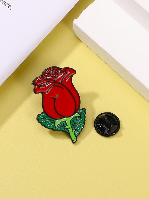 Cute Rose Design Brooch, Fashionable Clothes Accessories for Women & Men, Trendy All-match & Exquisite Brooch for Birthday Gift