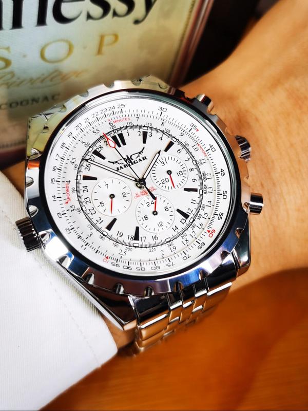 Men's Business Round Luminous Dial Analog Mechanical Watch, with Date Feature, Fashion Watch for Party, Daily Clothing Decor, Trendy Exquisite Watch for Gift with Box