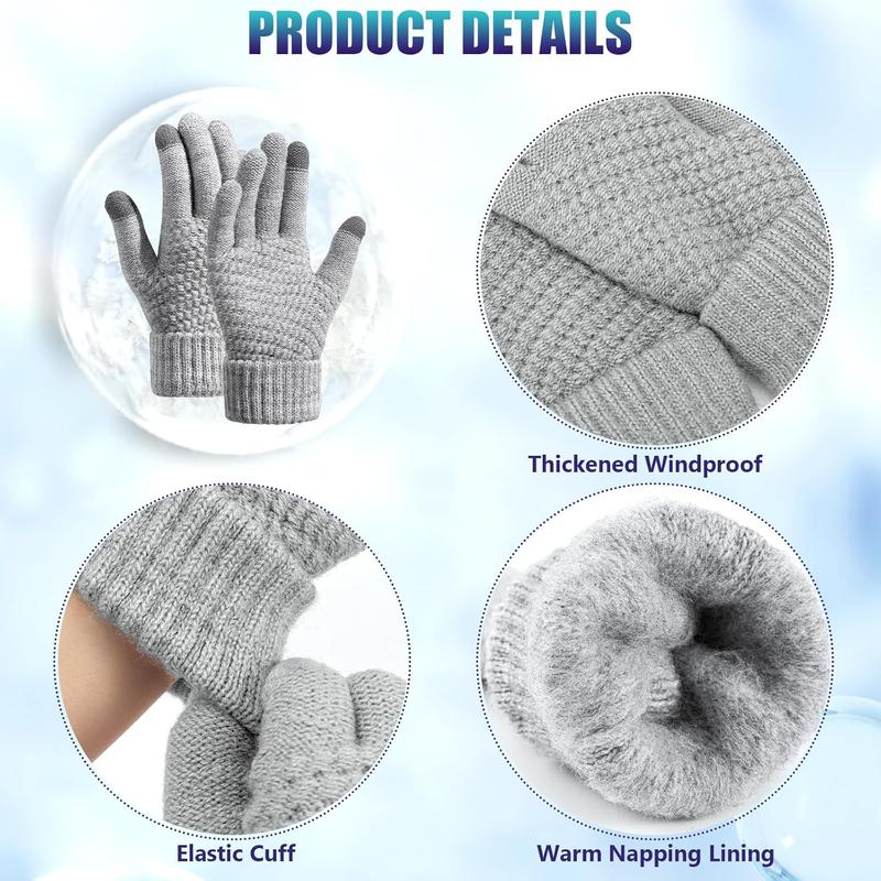 Womens Winter Gloves - Warm Soft Touchscreen Winter Gloves for Women, Elastic Cuff Knit Gloves for cold weather