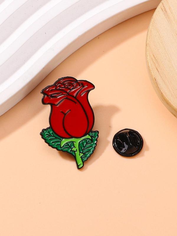 Cute Rose Design Brooch, Fashionable Clothes Accessories for Women & Men, Trendy All-match & Exquisite Brooch for Birthday Gift