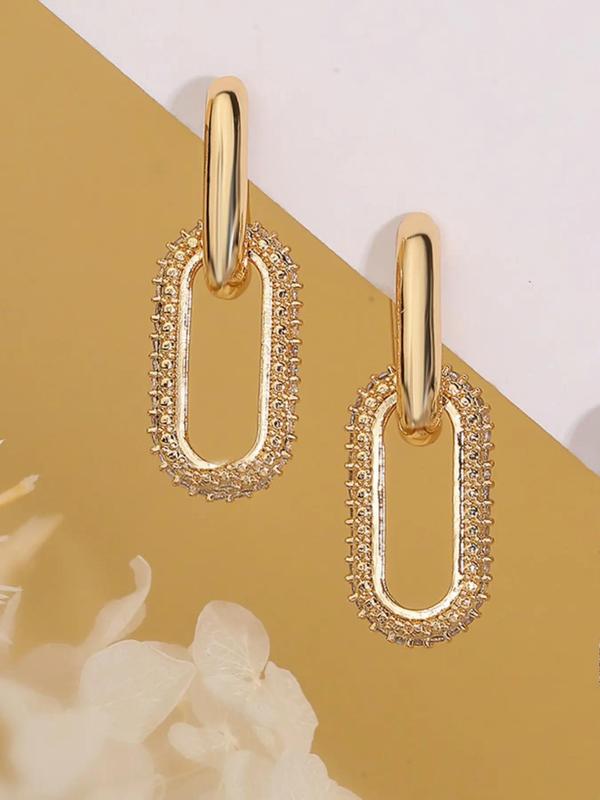 Women's Elegant Rhinestone Decorated Detachable Dangle Earrings, 2024 New Style Exquisite Trendy Dangle Earrings, Fashionable Jewelry for Women for Daily & Party Decoration