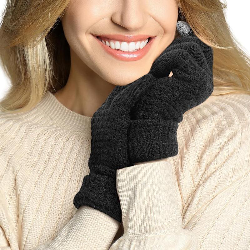 Womens Winter Gloves - Warm Soft Touchscreen Winter Gloves for Women, Elastic Cuff Knit Gloves for cold weather