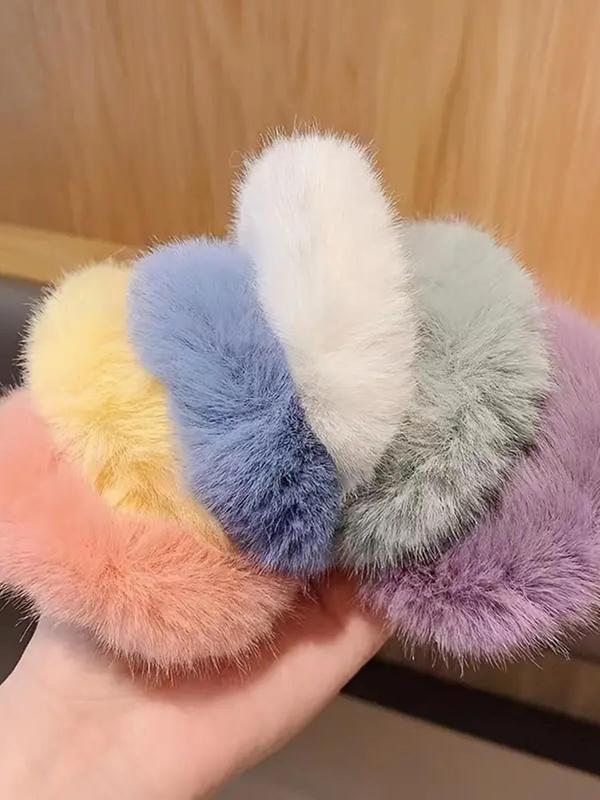 Solid Color Faux Fur Hair Tie, Cute Hair Tie, Fashion Hair Accessories for Women & Girls, Minimalist Headwear Suitable for Thick Hair