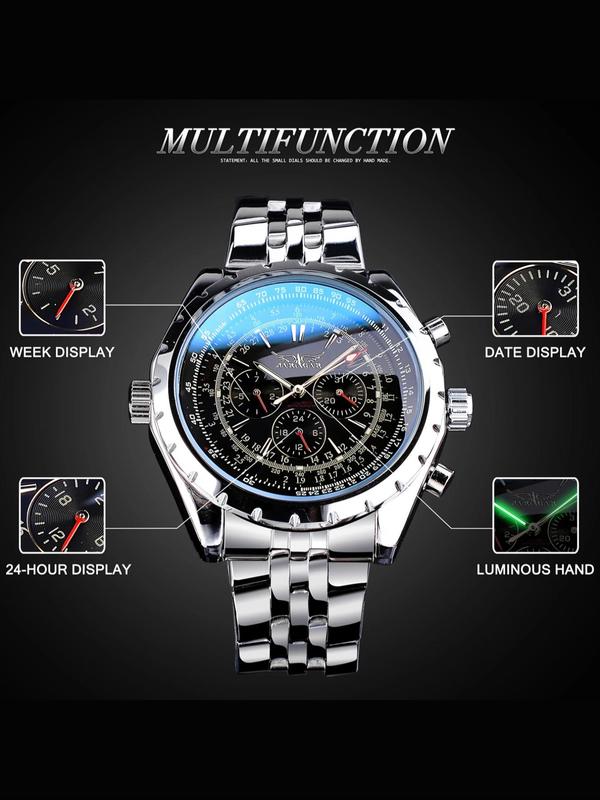 Men's Business Round Luminous Dial Analog Mechanical Watch, with Date Feature, Fashion Watch for Party, Daily Clothing Decor, Trendy Exquisite Watch for Gift with Box