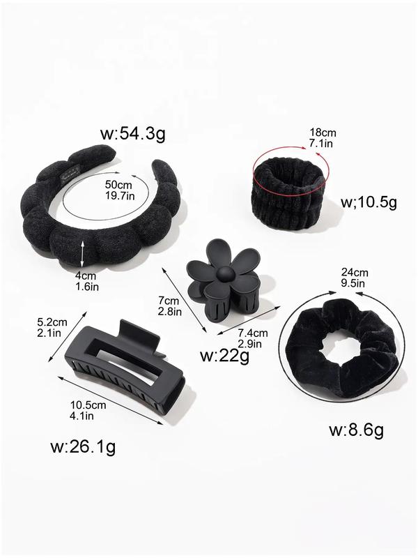 Women's Elegant Flower Design Hair Tie & Hair Claw & Hair Hoop, Cute Trendy Hair Tie & Hair Claw & Hair Hoop, Fashionable Hair Accessories Set for Women & Girls