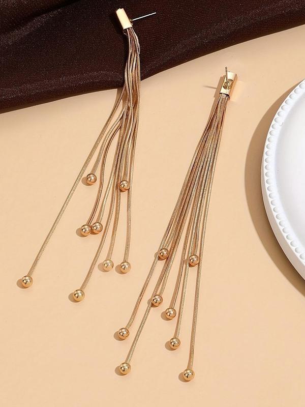 Women's Elegant Tassel Design Dangle Earrings, 1 Pair Exquisite Trendy Drop Earrings, Chic Gorgeous Jewelry As Gift for Girlfriend for Party Decor