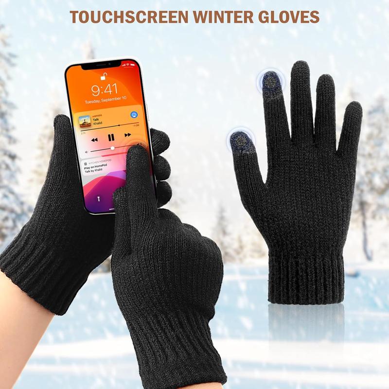 Winter Beanie Hat Circle Scarves Touchscreen Gloves Set, Warm Thick Fleece Lined  Cap Gloves  Warmer for Women Men