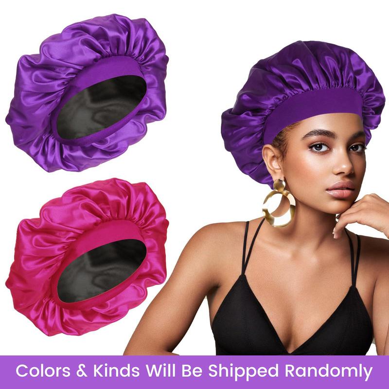 New Wiggins Satin Bonnet Silk Bonnet Hair Bonnet for Sleeping Satin Cap Elastic Wide Band Sleep Bonnets