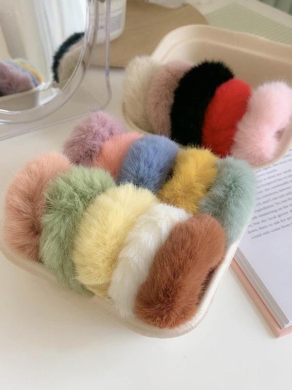 Solid Color Faux Fur Hair Tie, Cute Hair Tie, Fashion Hair Accessories for Women & Girls, Minimalist Headwear Suitable for Thick Hair