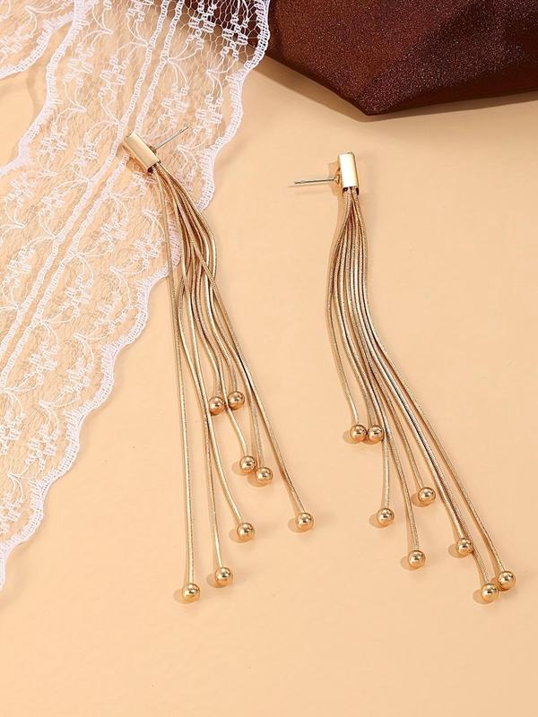 Women's Elegant Tassel Design Dangle Earrings, 1 Pair Exquisite Trendy Drop Earrings, Chic Gorgeous Jewelry As Gift for Girlfriend for Party Decor