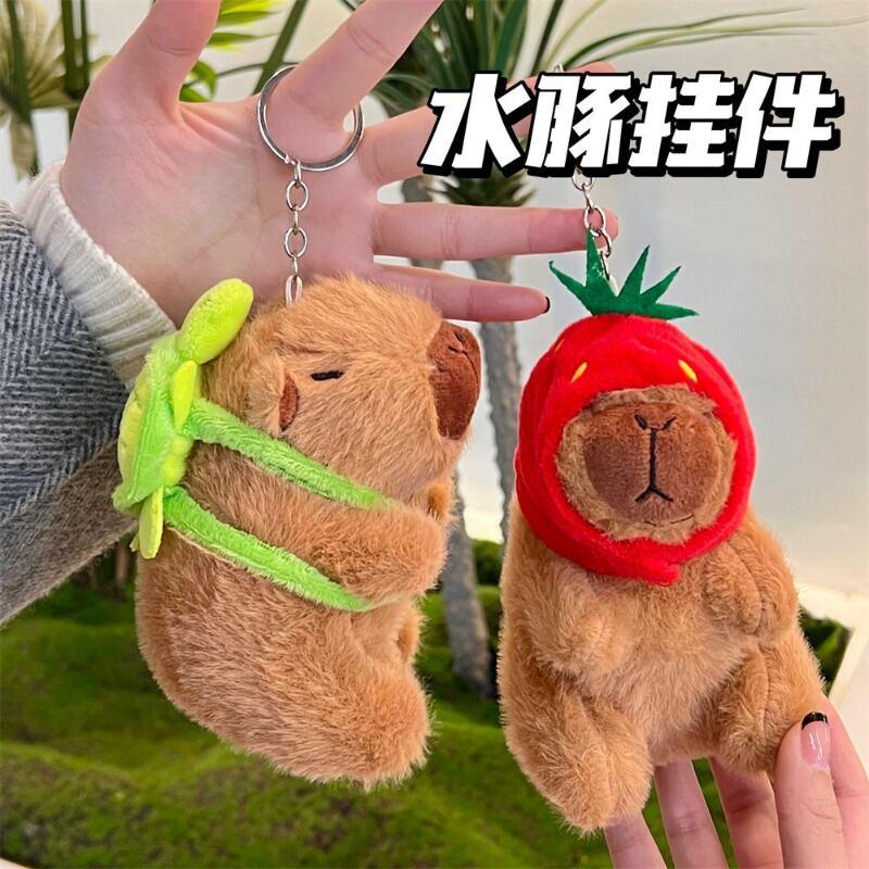 Cute Cartoon Capybara Pendant Plush Toy Doll Bag Hanging Ornaments Cute Kapila Keychain Doll Desktop Doll Ornaments Car Pendant