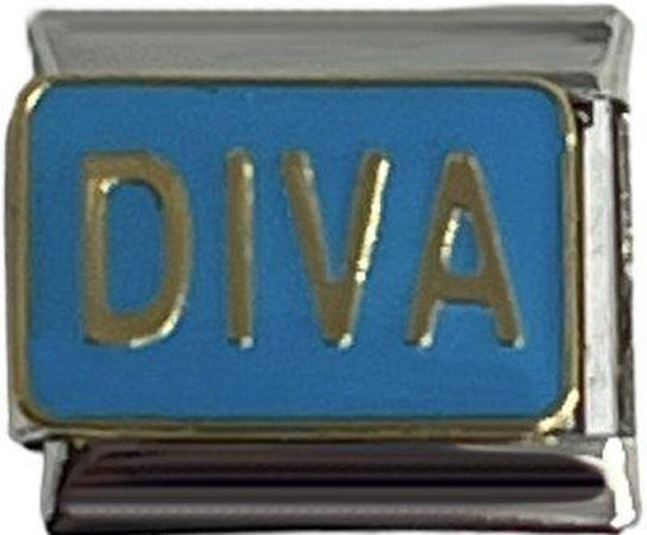 Italian Charm Link DIVA Blue Charm  9mm