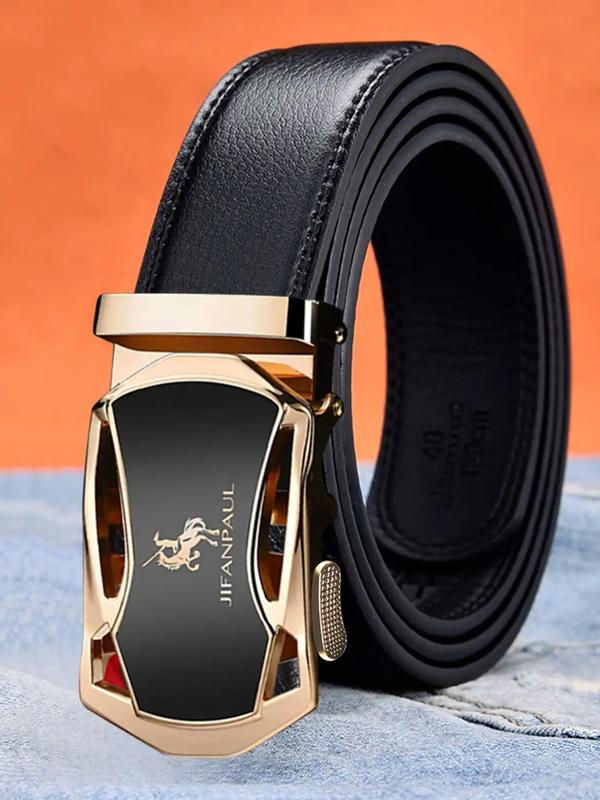 Men's Automatic Buckle Lychee Pattern Belt As Gifts, Business Casual Pu Leather Belt for Trousers, Male Casual Waistband for Daily Wear, without Box