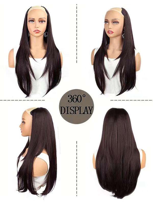 Long Straight Clip-in Hair Extensions, Synthetic Invisible Hair Extensions for Women for Daily, Cosplay, Anime or Costume Party, Striking Natural Fluffy Hair Wigs