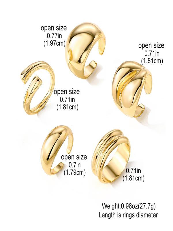 Minimalist Geometric Ring Set, Fashion Accessories for Women & Men, Trendy All-match & Exquisite Jewelry for Birthday Gift