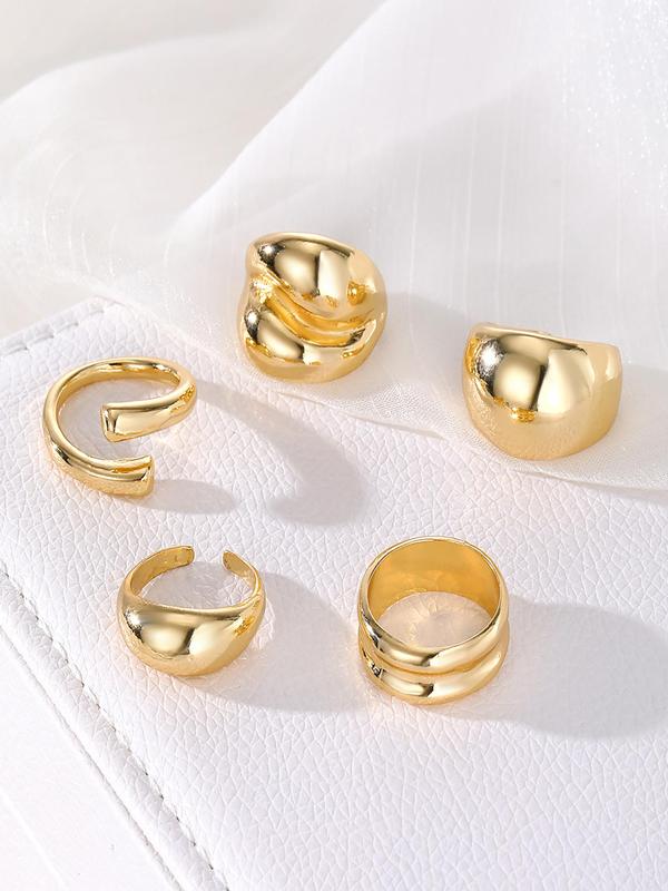 Minimalist Geometric Ring Set, Fashion Accessories for Women & Men, Trendy All-match & Exquisite Jewelry for Birthday Gift