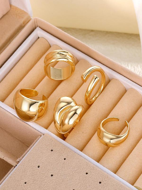 Minimalist Geometric Ring Set, Fashion Accessories for Women & Men, Trendy All-match & Exquisite Jewelry for Birthday Gift