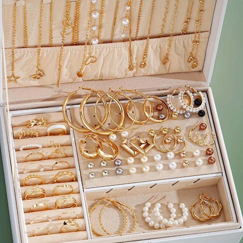 86pcs Chic Jewelry Set, Including Necklaces, Earrings, Rings, Match Daily Outfits Party Accessories Casual Dating Decor (No Box) necklace