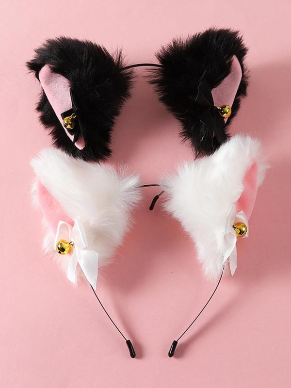 Cute Cat Ear & Bells Design Hair Hoop, Fashionable Hair Accessories for Women & Girls, Lovely Hairwear for Daily Used