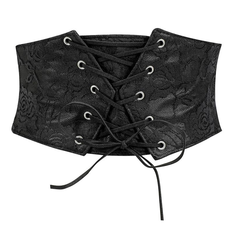 JASGOOD Women Elastic Lace-up Tied Waspie Corset Belt Costume Wide Waist Belt for Dress Wide Elastic