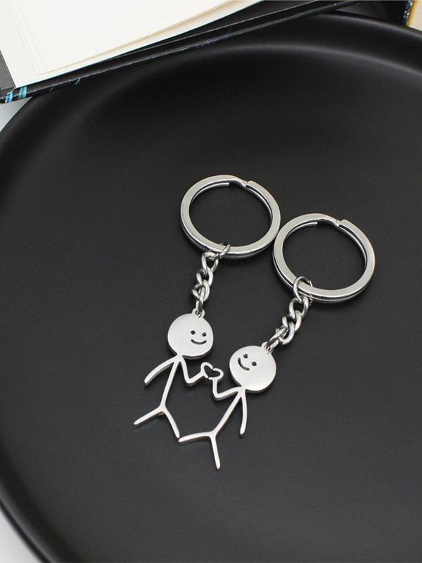 Casual Matching Couple Keychain for Spring, Fall Heart Decor Cartoon Design Keychain for Friends Gift, Cute Fashion Accessories, Fall Outfits, Earthtone Fall Freshness