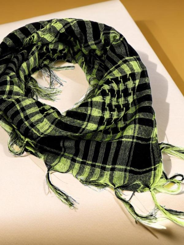 Plaid Print Scarf, Casual Street Style Wrap Shawl For Men & Women, Fashion Accessories For Outdoor Activities