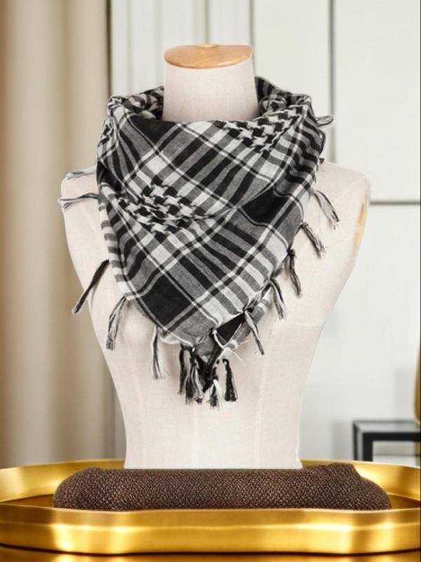 Plaid Print Scarf, Casual Street Style Wrap Shawl For Men & Women, Fashion Accessories For Outdoor Activities