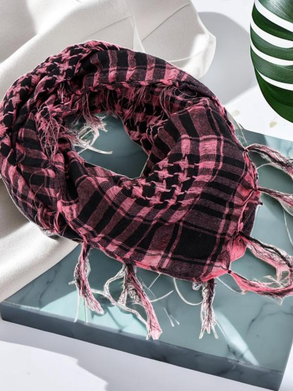 Plaid Print Scarf, Casual Street Style Wrap Shawl For Men & Women, Fashion Accessories For Outdoor Activities