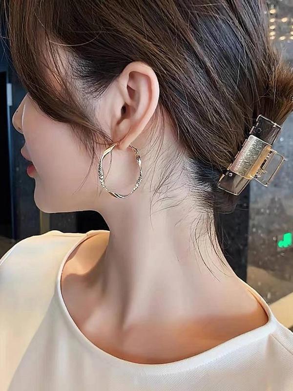 Minimalist Temperament Twist Design Rhinestone Decorated Hoop Earrings, 1 Pair Fashion Exquisite Silky Texture Design Hoop Earrings, Elegant Jewelry for Party, Daily Clothing Decor for Girl