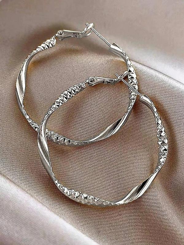 Minimalist Temperament Twist Design Rhinestone Decorated Hoop Earrings, 1 Pair Fashion Exquisite Silky Texture Design Hoop Earrings, Elegant Jewelry for Party, Daily Clothing Decor for Girl