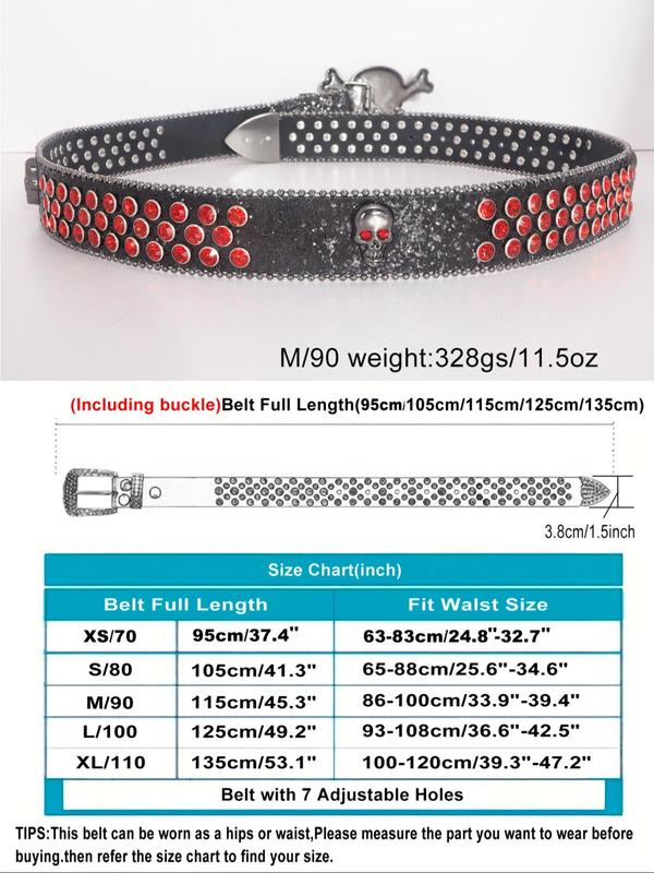 Unisex Punk Style Y2k Rhinestone Decor Glittering Belt, Trendy Luxury Hip Hop Belt, Chic Goth Accessories, Punk Accessories for Party Decor, Pair with A Belt To Transform Into Fashion and Bling Pants